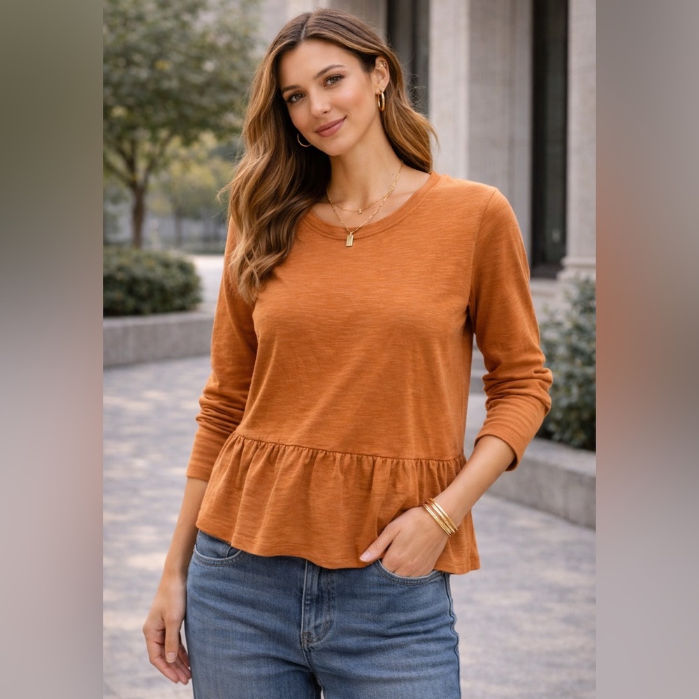 Superdry Women's Long Sleeve Peplum Top - Rust